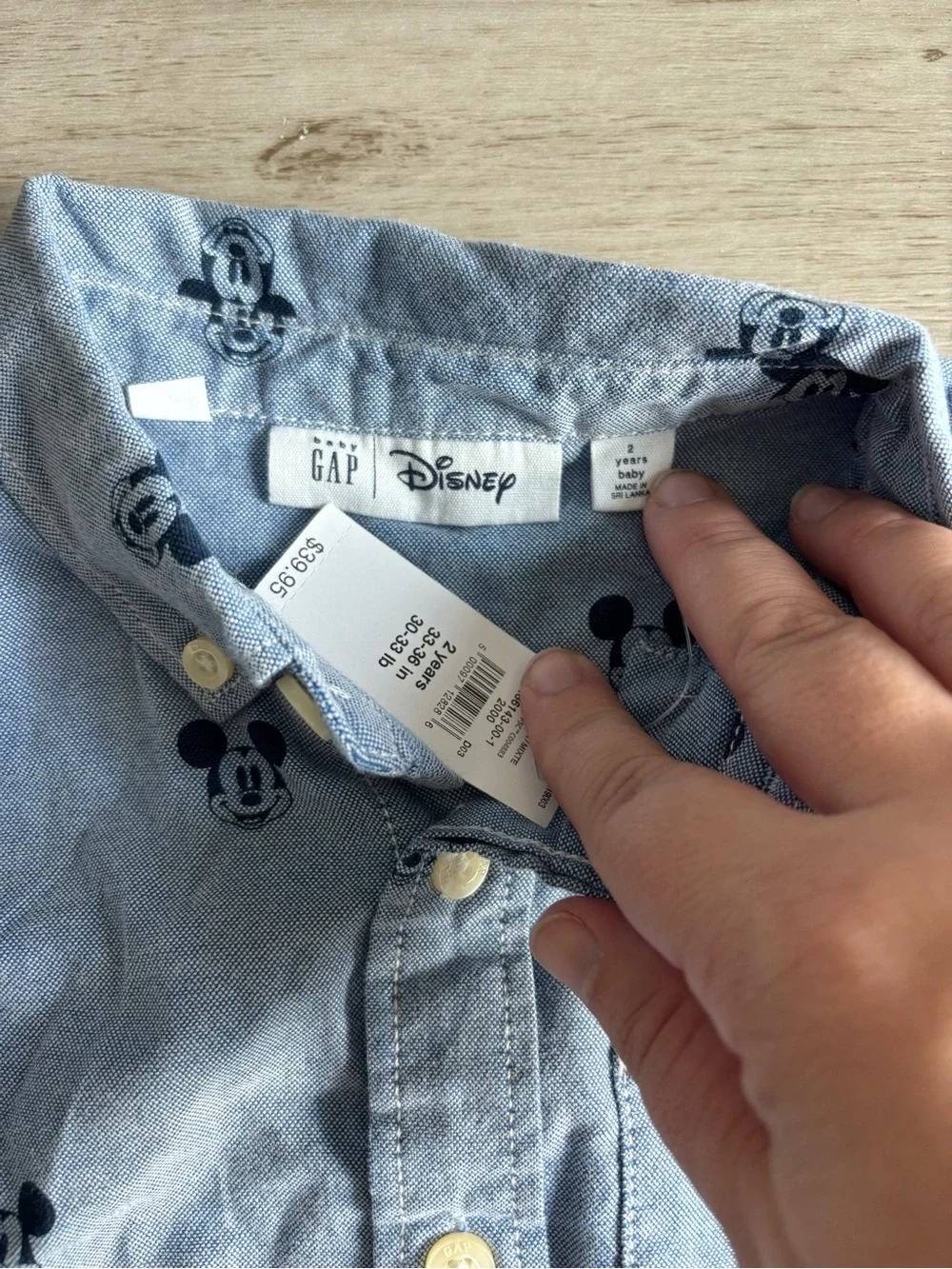Gap x Disney Mickey Mouse Chambray Button Up Shirt NWT Size 2T